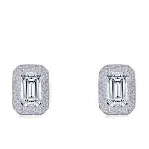 NORDSTROM Classic Simulated Diamond Stud Earrings, Sterling Silver Platinum, NWT
